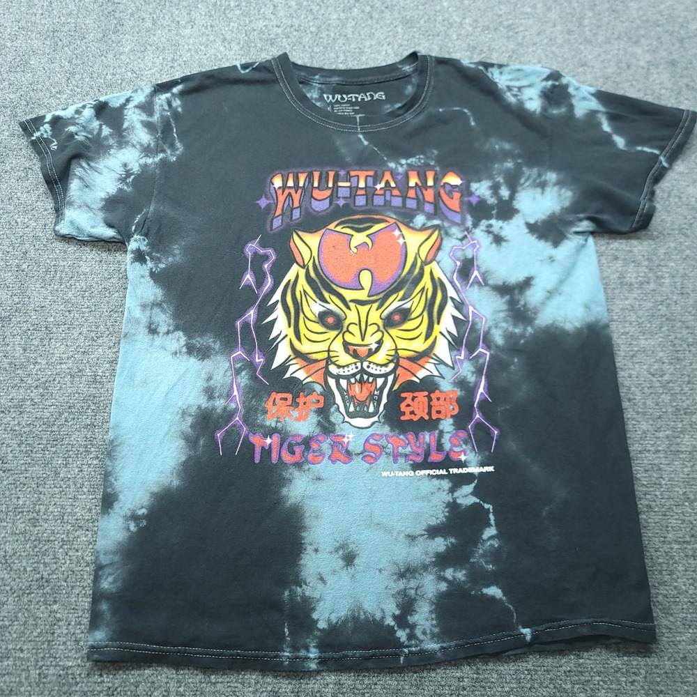 Wu-Tang Clan Tiger Style Tie Dye Graphic T-Shirt Black Blue Mens Size S/M